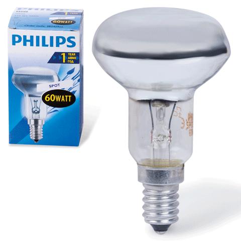 Лампа накаливания PHILIPS Spot R50 E14 30D,60Вт, зерк., колб