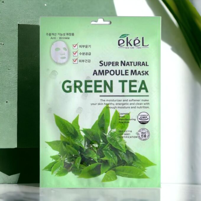 Ekel cosmetics Ампульная маска для лица с экстрактом зеленого чая, 25г
