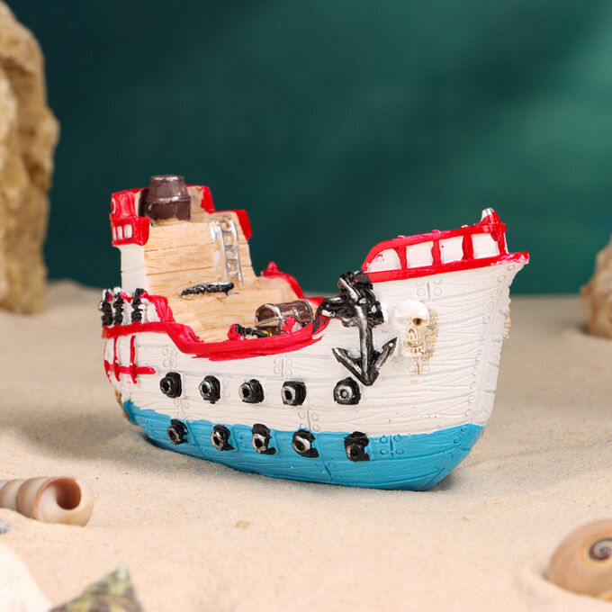 TAKE IT EASY Сувенирная модель корабля «Пиратское судно», фигурка полистоун, 14x6x7 см