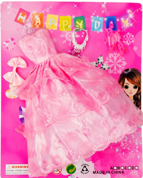 Бальное платье для куклы с аксессуарами цвет: АРБУЗНО-РОЗОВЫЙ