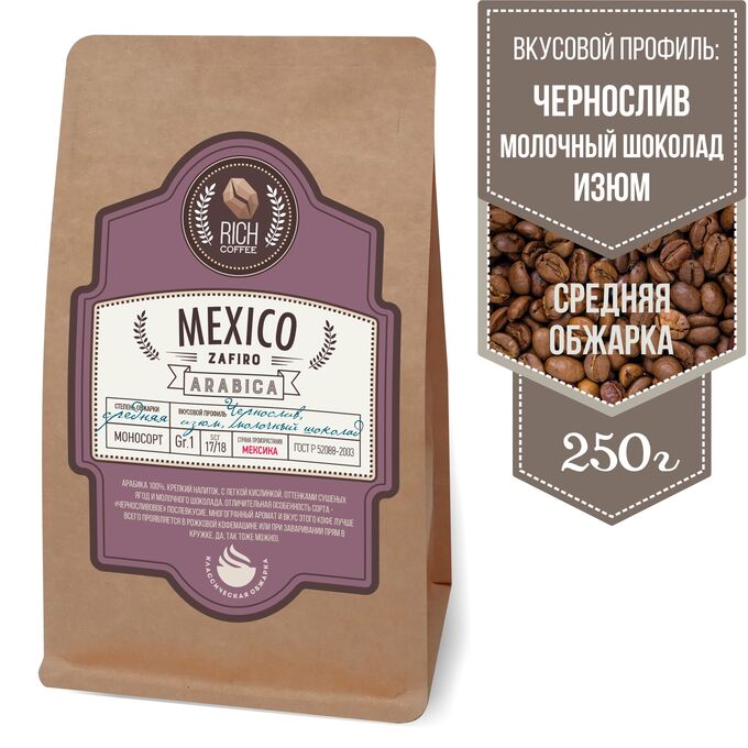 Rich coffee Кофе Мексика SHG, 250г