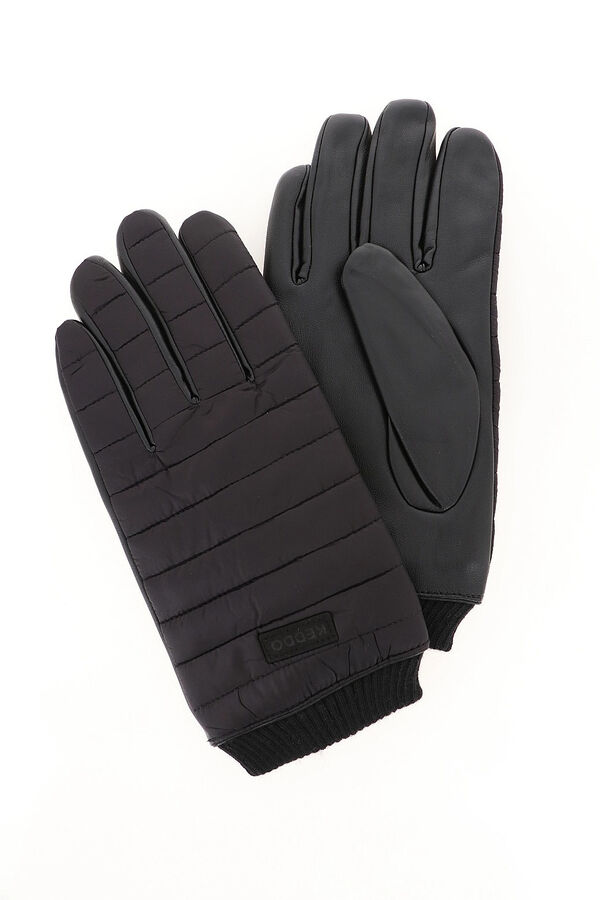 338750/03-01 черный полиэстер/иск.кожа мужские перчатки (О-З 2023)