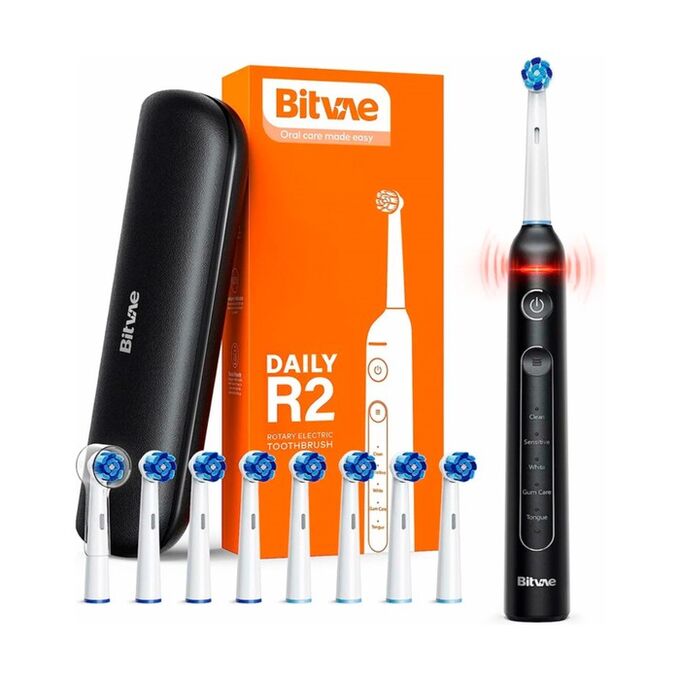 СИМА-ЛЕНД Электрическая зубная щетка Bitvae R2 Rotary E- Toothbrush, вибрационная, от АКБ, чёрная