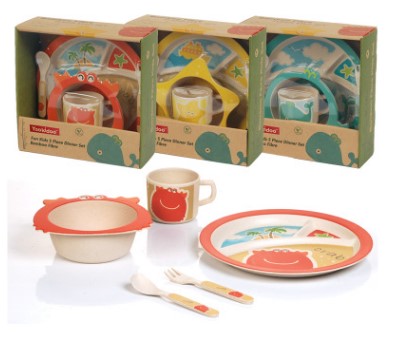 Набор детской посуды из 5-ти предметов цвет: КРАСНЫЙ