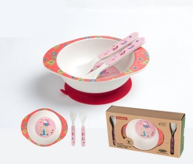 Набор детской посуды из 3-х предметов цвет: КРАСНЫЙ