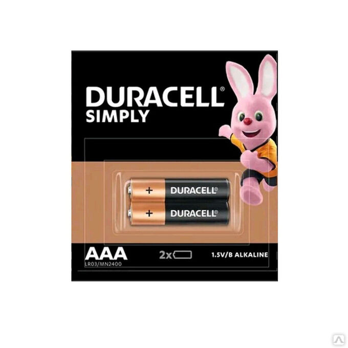 БАТАРЕЙКИ Duracell Simply ААА (2шт)  LR-03  1.5 V