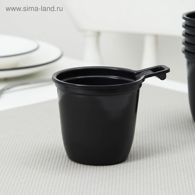 СИМА-ЛЕНД Набор одноразовых кофейных чашек, 200 мл, 6 шт, цвет чёрный