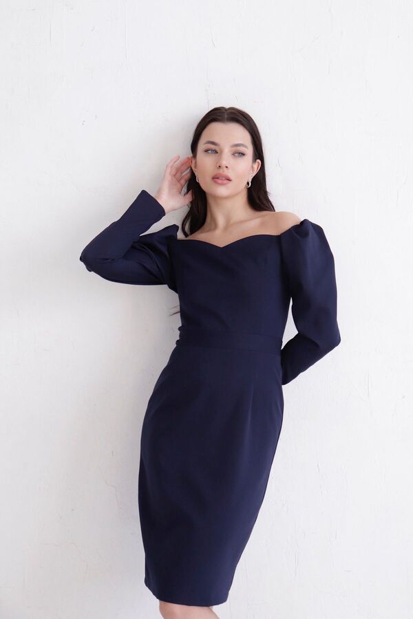 Martichelli Платье с открытыми плечами тёмно-синее