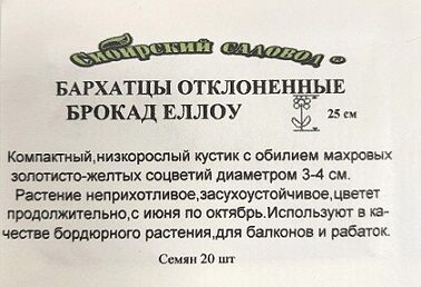 Бархатцы Брокад Еллоу ч/б (Код: 91923)