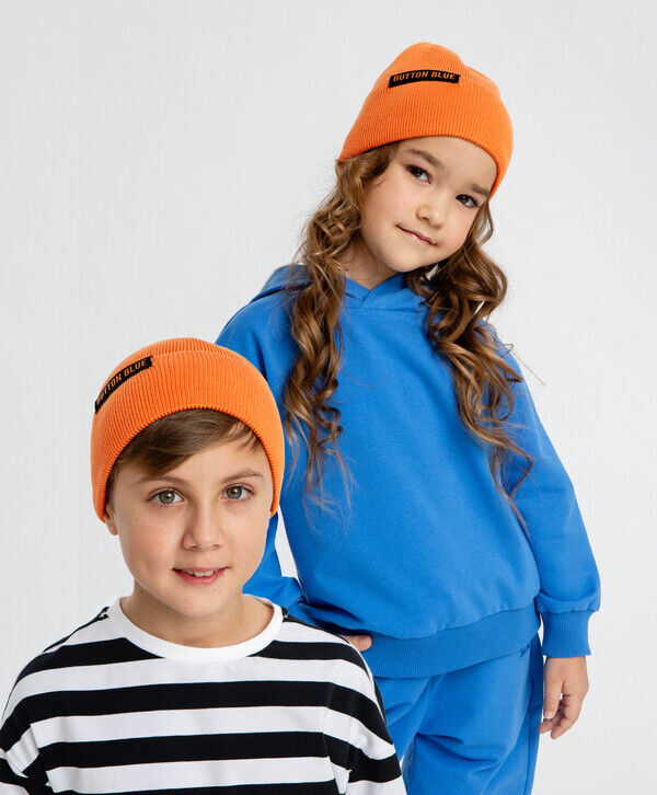 Button-blue Шапка бини с подворотом оранжевая детская Button Blue