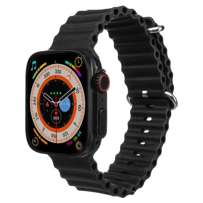 СИМА-ЛЕНД Смарт-часы, 180 мАч, IPS, 240x282, Android 5.0+, iOS 10+, ремешок силикон, черные
