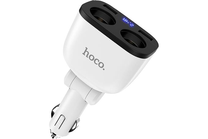 Разветвитель прикуривателя Hoco Z28 2 выхода USB+2Автоматическое зарядное устройство белый