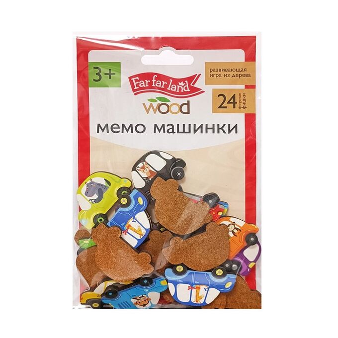 Десятое королевство Игра настольная мемо «Машинки» Far far land wood (24 фишки в коробке)