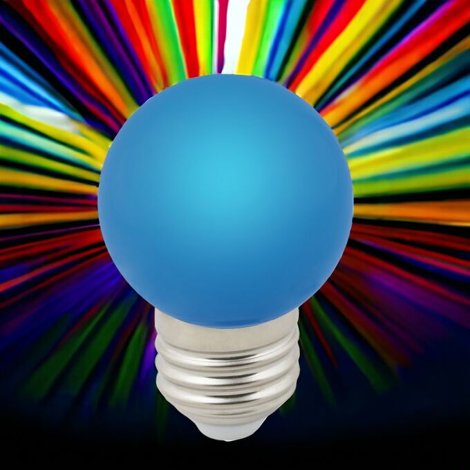 UNIEL Лампа цветная декоративная светодиодная. Форма &quot;шар&quot;, матовая. Цвет синий. LED-G45-1W-BLUE-E27-FR-С