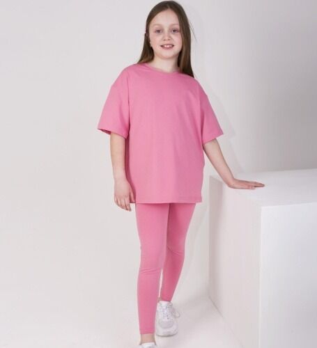 Комплект детский футболка короткий рукав и лосины для девочки цвет Розовый (Тимошка)