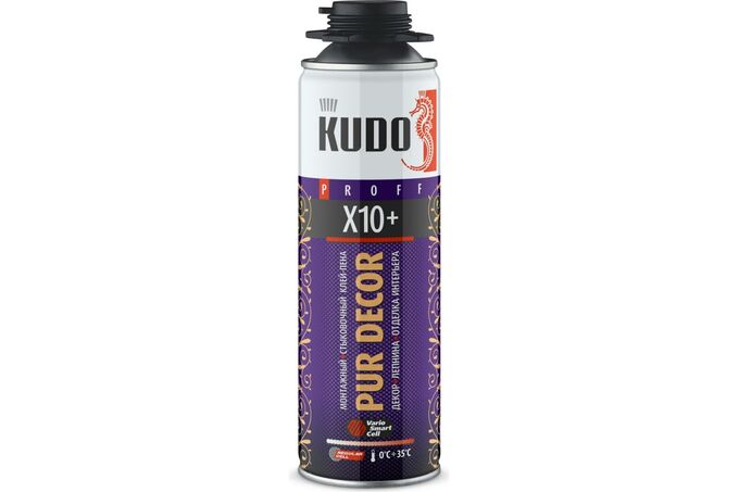 Пена клей монтажная профессиональная KUDO Pur Decor X10+ 650 мл