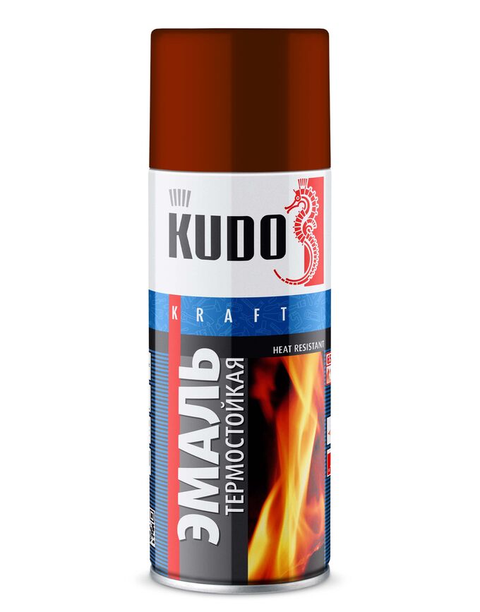 Эмаль термостойкая KUDO Красно-коричневая, 520 мл