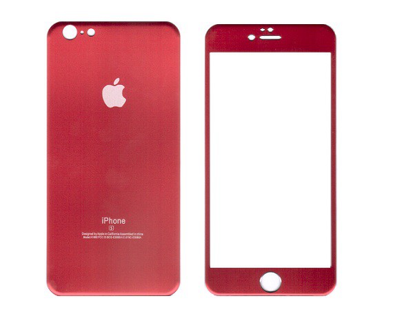 Защитное стекло iPhone 6/6S Plus алюминиевое красное, переднее + заднее