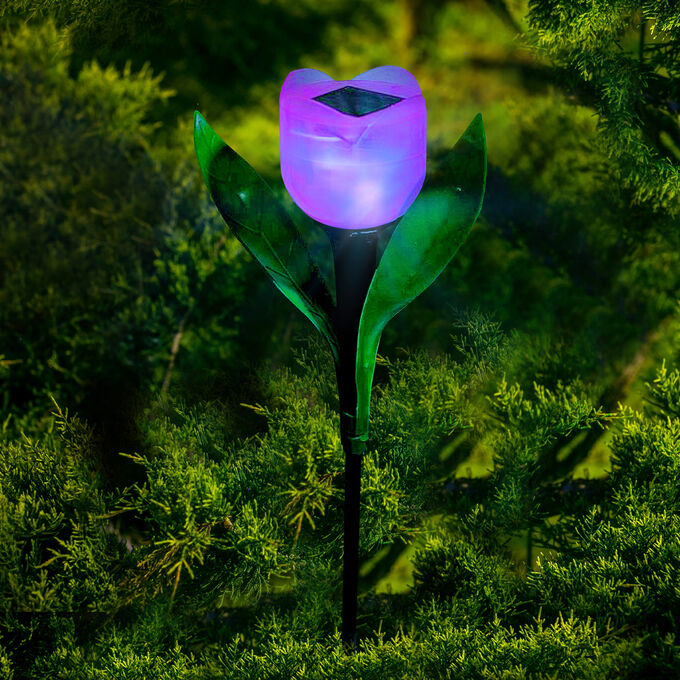UNIEL Садовый светильник 30 см на солнечной батарее &quot;Розовый тюльпан&quot;, белый свет, USL-C-451/PT305 PINK TULIP