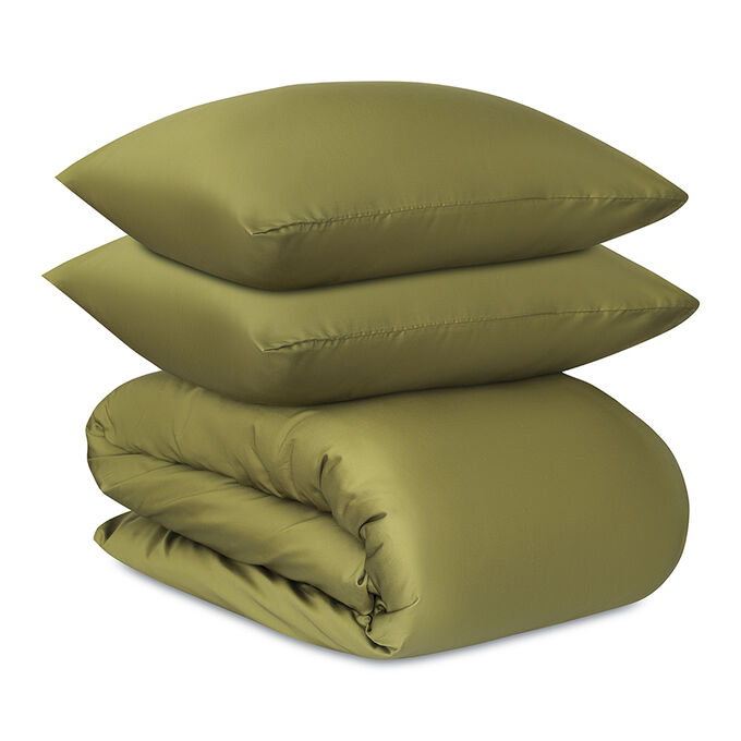Tkano Комплект постельного белья из премиального сатина оливкового цвета из коллекции Essential, 150х200 см