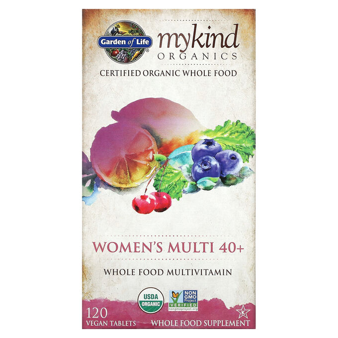 iherb Garden of Life, Мультивитамины для женщин в возрасте старше 40 лет, цельнопищевой мультивитамин, 120 веганских таблеток