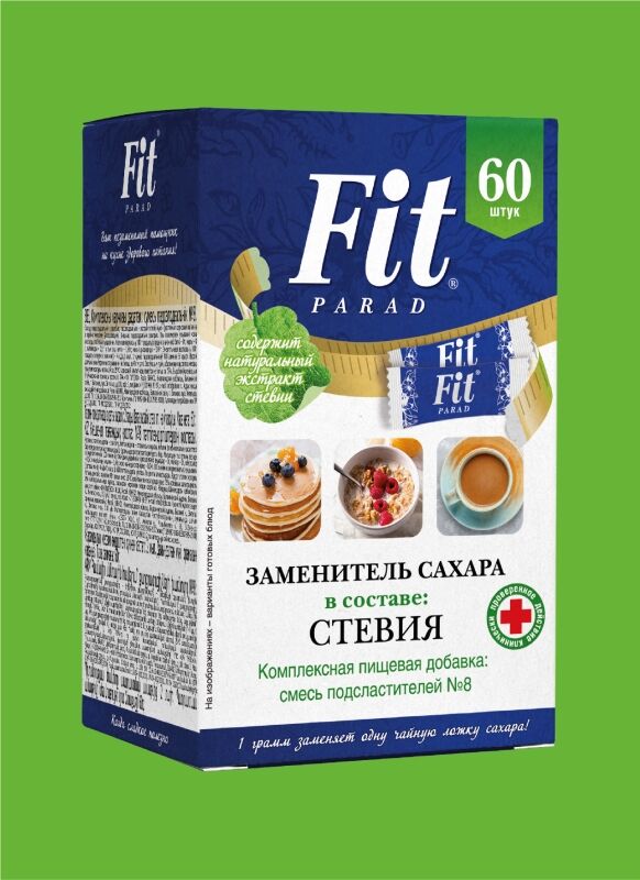 FitParad Заменитель сахара &quot;ФитПарад&quot; на основе эритрита со стевией №8 60 стики!!!