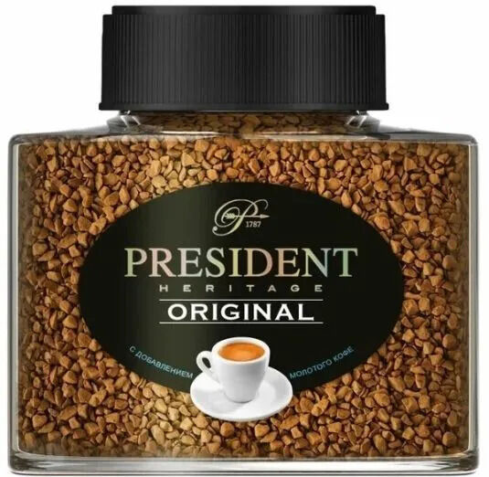 Кофе PRESIDENT Оригинал сублимир. с довавл. молот. 100гр ст/б