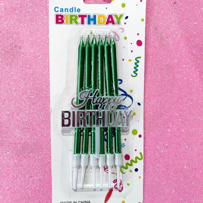 Лаванда декор Набор свечей для торта &quot;Happy Birthday&quot; 6шт. зеленый
