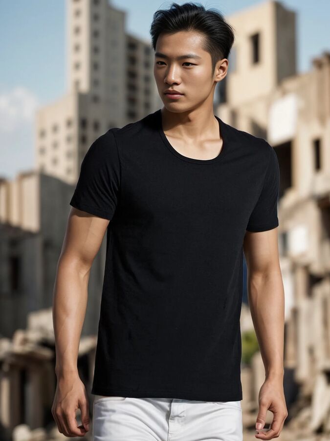 Мужская классическая футболка черная Ю. Корея