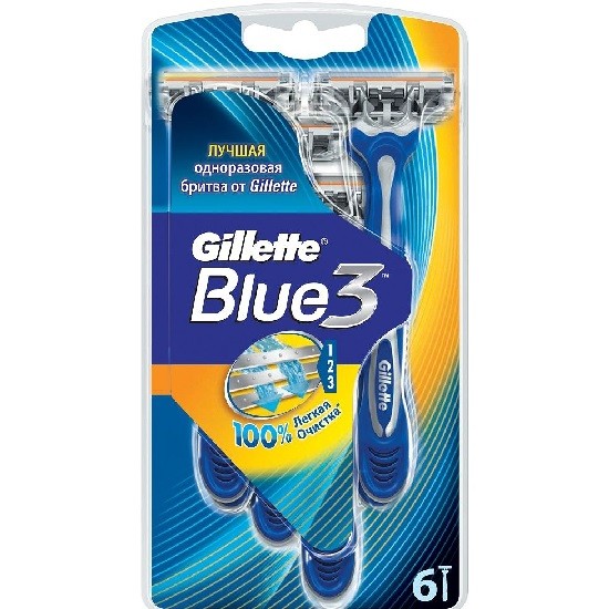 GILLETTE Blue 3  однораз. станок (6+2 шт.) с 3 лезвиями, плав. головка