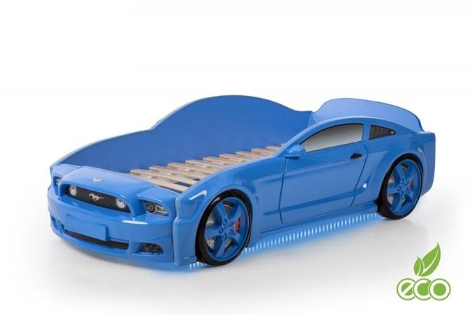 Кровать-машина Мустанг 3D объемная , цвет синий