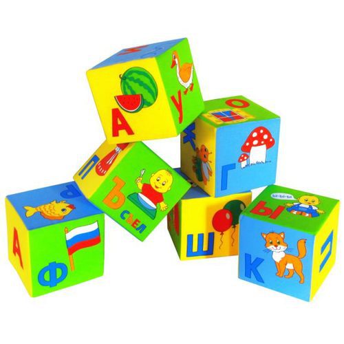 Кубики мякиши Азбука в картинках 6шт. по 8*8 см., пакет