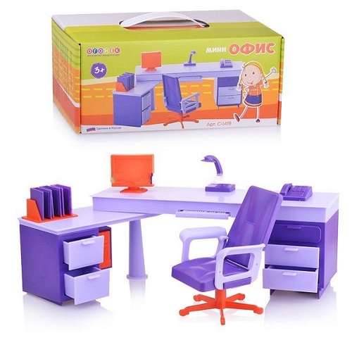 Мебель для куклы Мини офис кор. 31,5*13*9 см