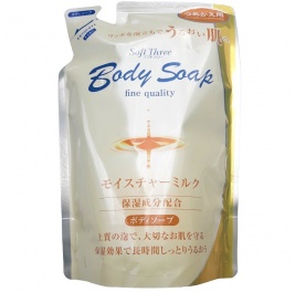 &quot;Mitsuei&quot; &quot;Soft Three&quot; Интенсивно увлажняющий гель для душа с молочными протеинами (мягкая экономичная упаковка), 400 мл