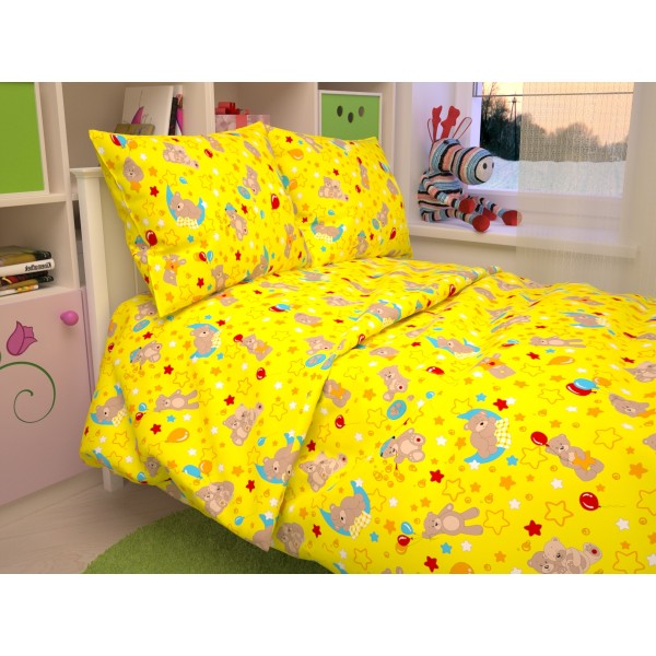 Детский комплект в кроватку Мишки, цвет желтый 350-5