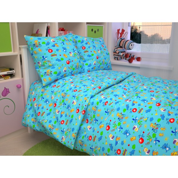 Детский комплект в кроватку Зоопарк, цвет голубой В 42-4