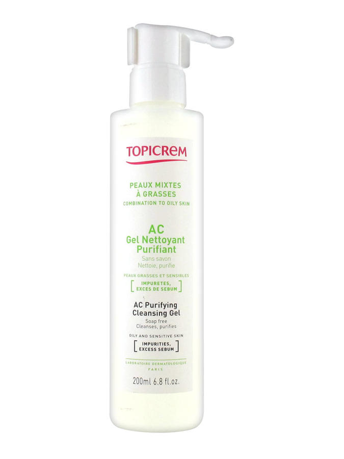 Purifying cleansing gel. Топикрем ПВ гель очищающий 200мл. Топикрем АЦ гель. Topicrem AC Purifying Cleansing. Топикрем АС гель для умывания.