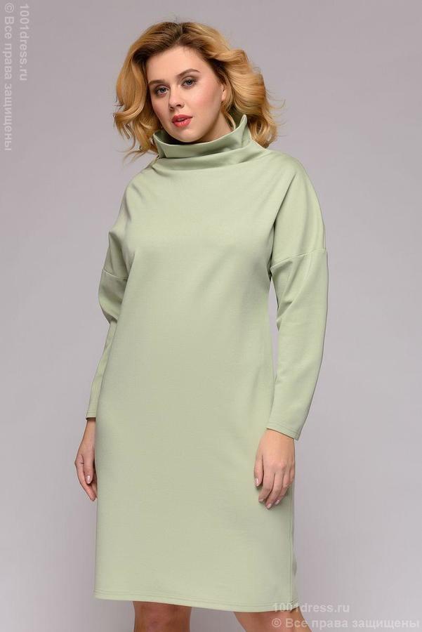 Платье-свитер длины миди фисташкового цвета