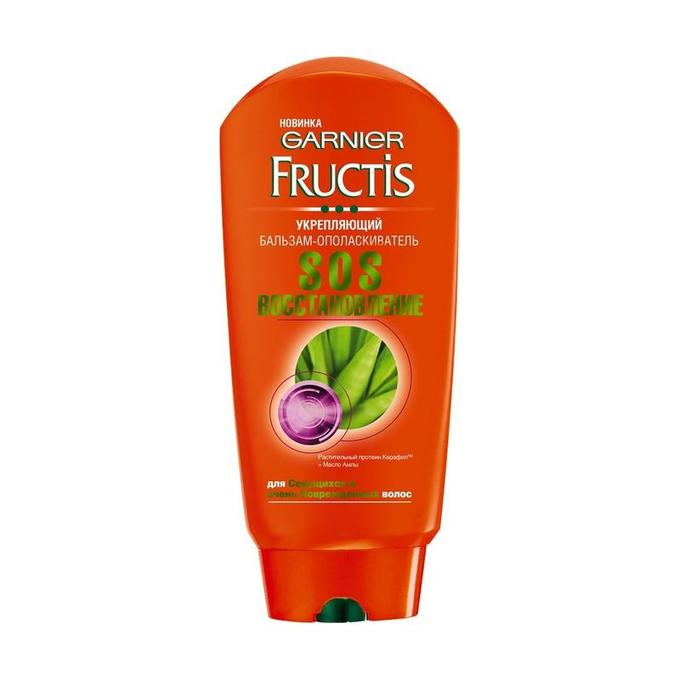 БАЛЬЗАМ-ОПОЛАСКИВАТЕЛЬ &quot;FRUCTIS, SOS ВОССТАНОВЛЕНИЕ&quot;, УКРЕПЛЯЮЩИЙ, ДЛЯ СЕКУЩИХСЯ И ПОВРЕЖДЕННЫХ ВОЛОС, GARNIER, 200 МЛ