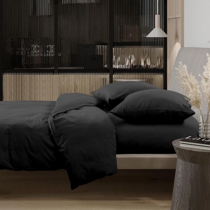 КПБ 1.5 перкаль Актив &quot;Wenge&quot; (70х70) рис. 86661-13 Charcoal