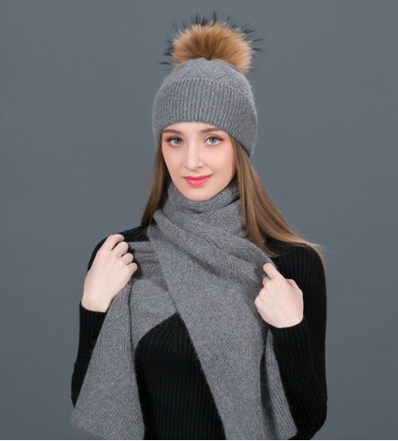 Комплект (шапка,шарф),серый