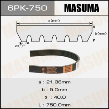 Ремень ручейковый MASUMA 6PK- 750 6PK-750