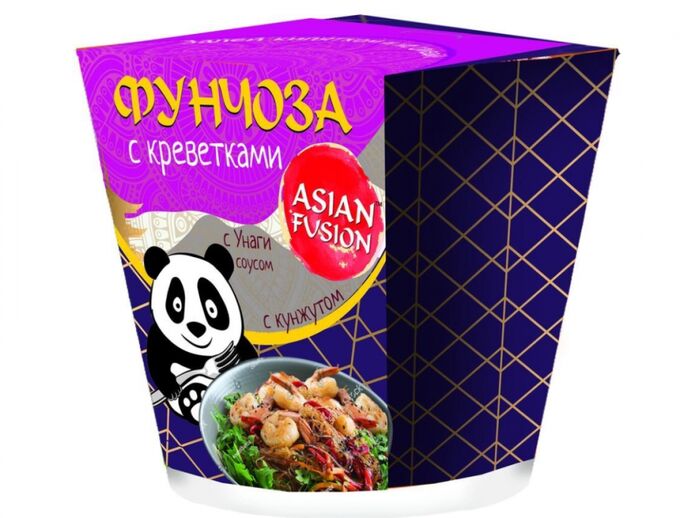 ASIAN FUSION Фунчоза с креветками с унаги соусом с кунжутом  картон 67 гр