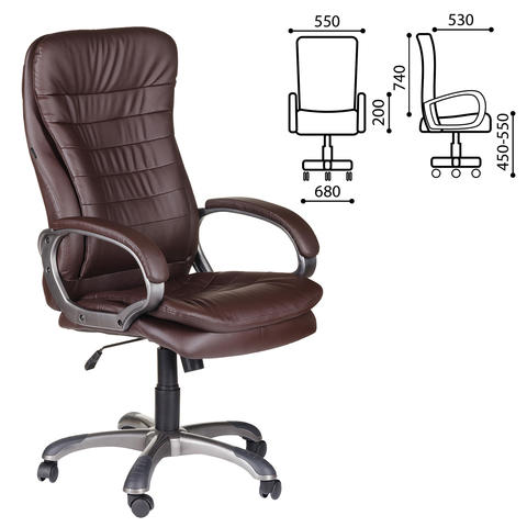 Кресло офисное BRABIX Omega EX-589, экокожа, коричневое, 531