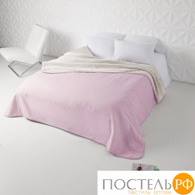 Одеяло - покрывало Sleep iX (иск.мех + одн.ткань) 180x220 Ткань: Розовый, Мех: Молочно-Серый