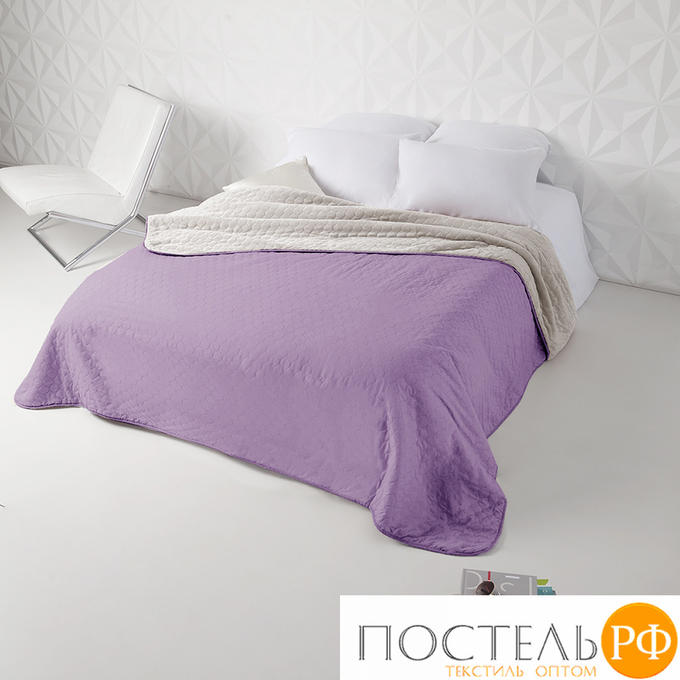 Одеяло - покрывало Sleep iX (иск.мех + одн.ткань) 200x220 Ткань: Фиолетовый, Мех: Молочно-Серый