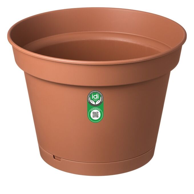 IDILAND Горшок для цветов, 20 л, d 380 мм, с поддоном, терракотовый, MINT