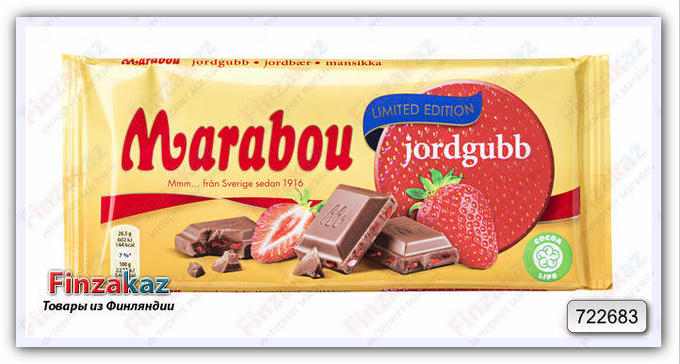 Молочный шоколад Marabou Jordgubb Strawberry 185 гр