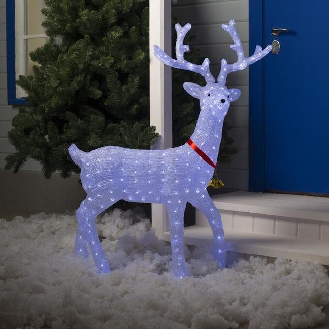 Luazon Lighting Светодиодная фигура «Олень на прогулке» 100x130x30 см, акрил, 228 LED, 8 режимов, 24 В, свечение белое