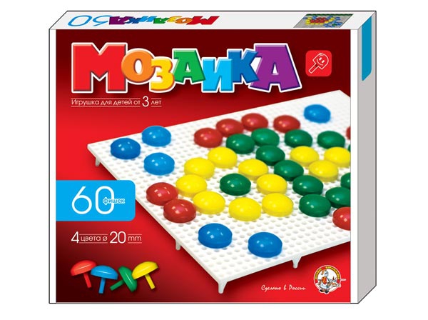 Мозаика d20 /4 цветов/ 60 шт/ 1 поле/ 230х200х3515